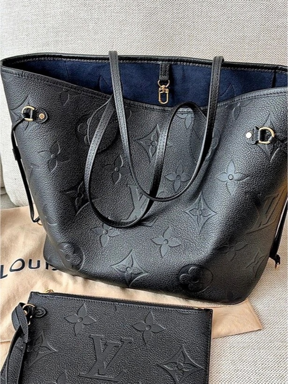Louis Vuitton Neverfull MM Monogram Empreinte Tote Black